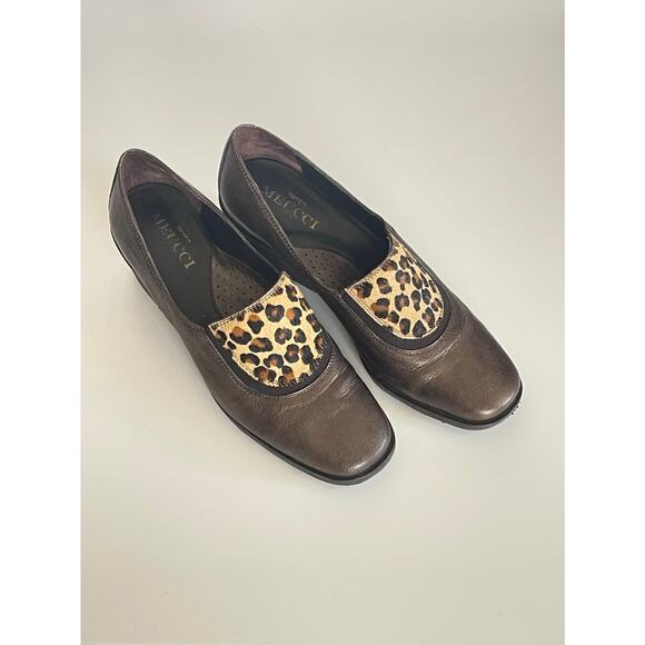 Meucci Woman’s Brown Leopard Print Pumps Size 7 Italy - Picture 1 of 11